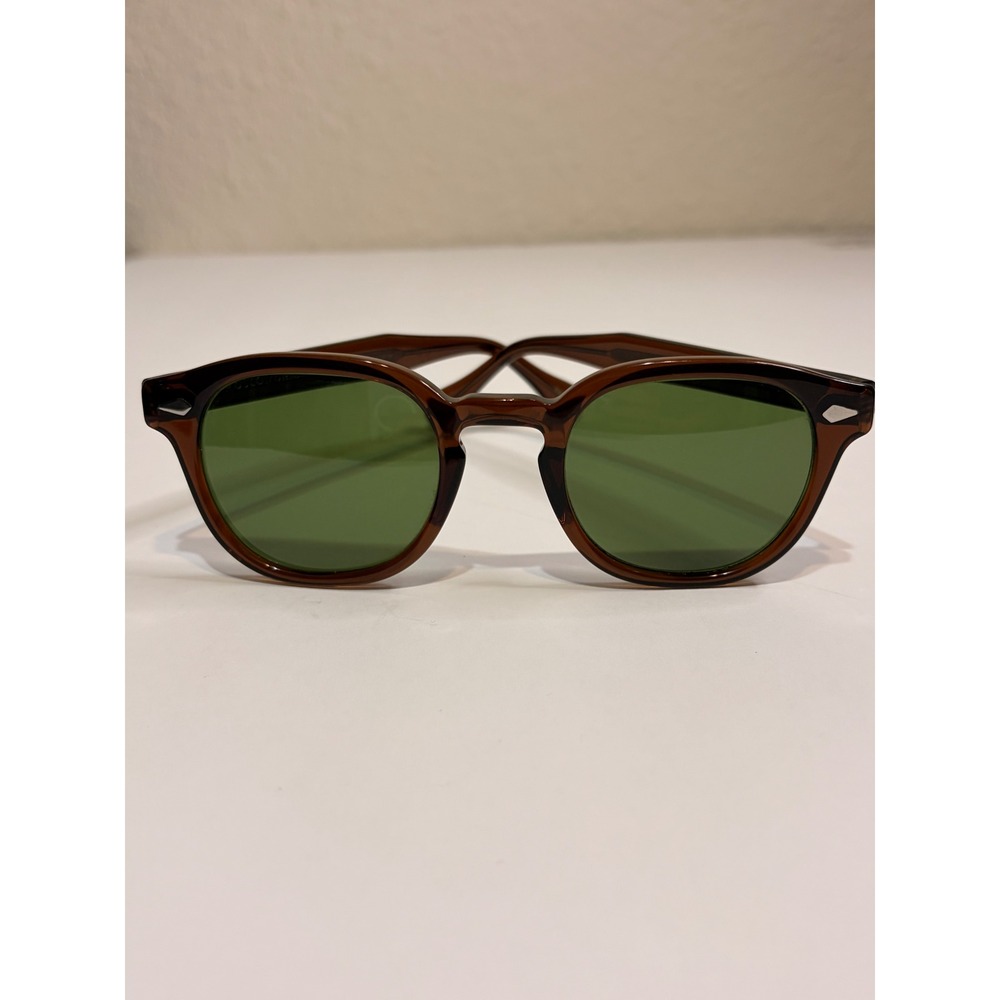 Moscot Lemtosh Sunglasses Brown Acetate Green Lens 49-24-145 NYC Originals